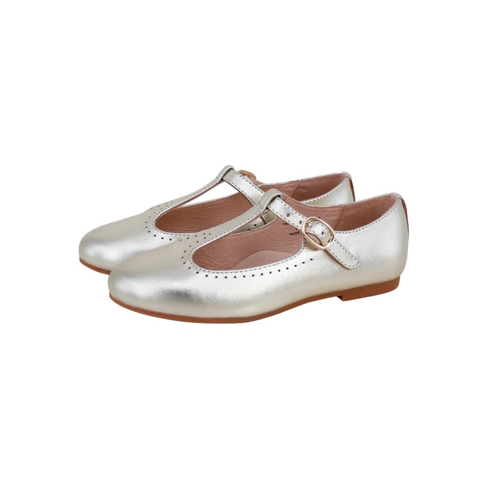 Metallic Gold T Strap Leather